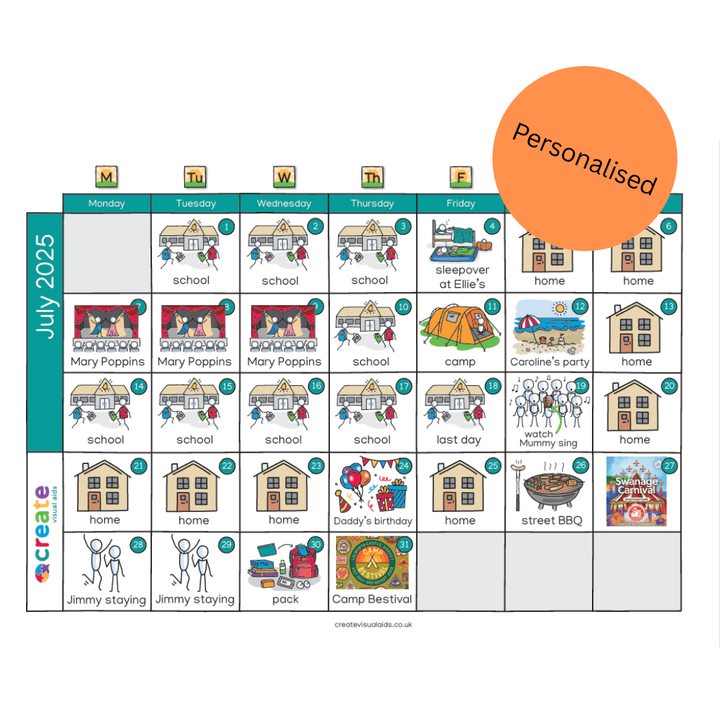 Personalised Monthly Calendar PDF