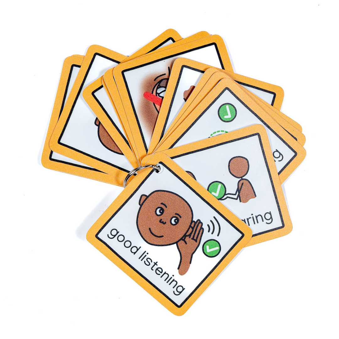 Positive Visual Aid Positive Behaviour Keyring | 16 Visual Prompts for Autism, ADHD ...